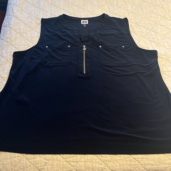 Anne Klein navy tank blouse - Picture 3 of 6